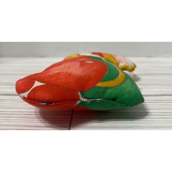 Vintage Fabric Mouse Christmas Ornament With Santa Hat & Gift Bag 6" - Picture 3 of 4